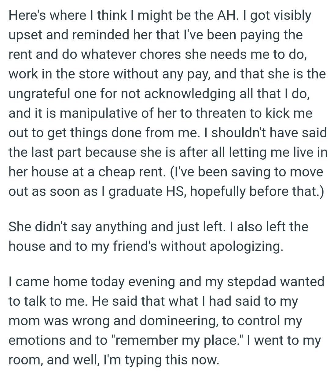 The OP left the house and went to his friend's without apologizing