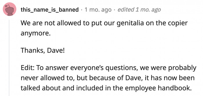 12. You can thank Dave for making an unwritten rule official