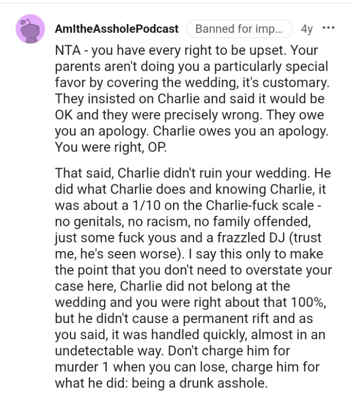 The OP does not need to overstate her case here