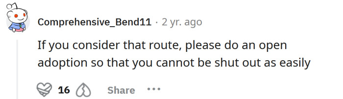 Consider making it an open adoption.