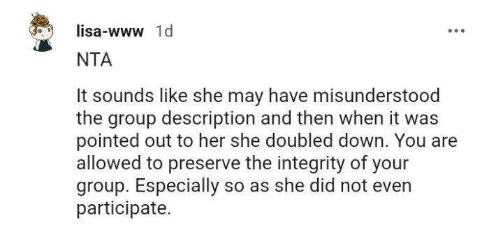 You have to preserve the integrity of the group