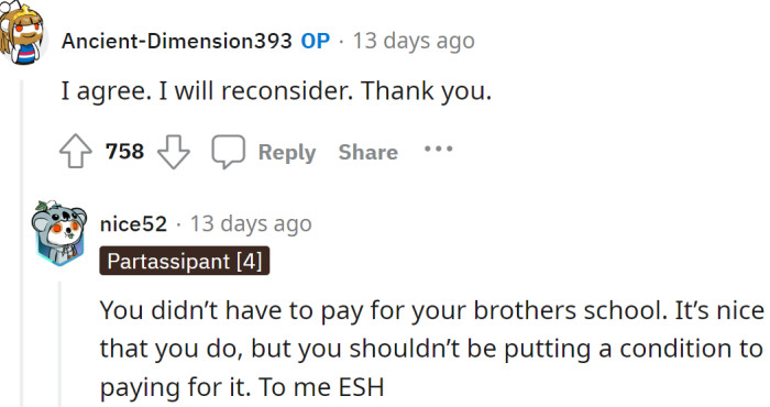 The OP said he understood the point