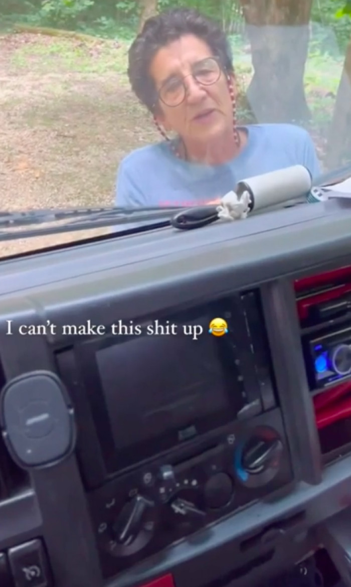 Here is the other Karen flanking the delivery man and applying pressure from the other side of the car