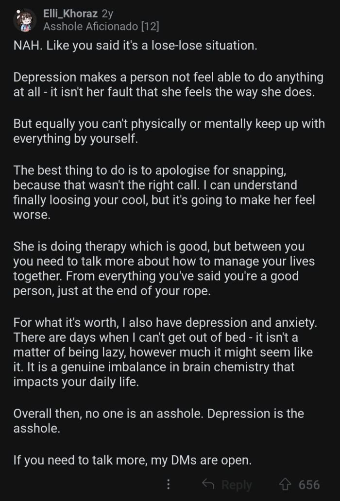 Depression is the only real a-hole here.