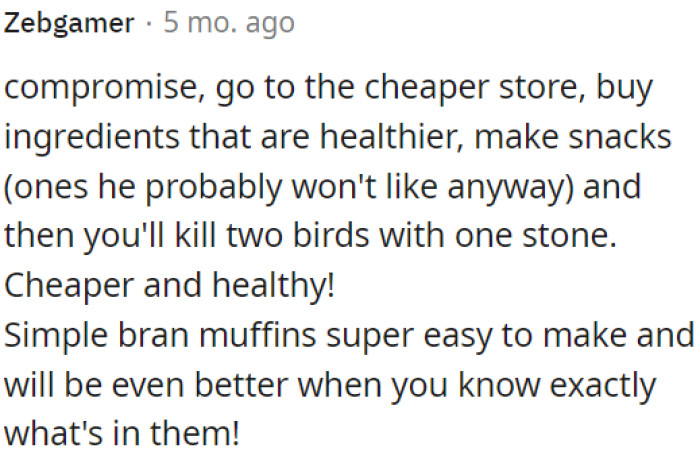 A compromise: shop at a cheaper store but get healthier ingredients.