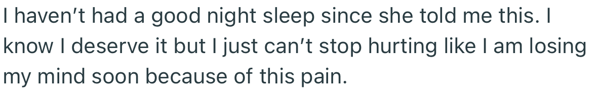 OP hasn’t been able to have a good night’s sleep since his wife told him that