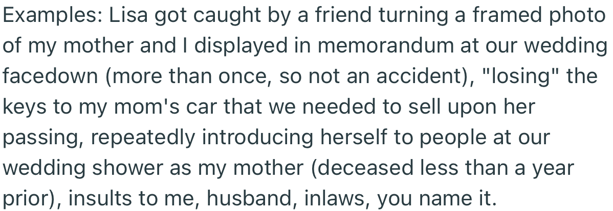 Examples of Lisa’s problematic behaviors