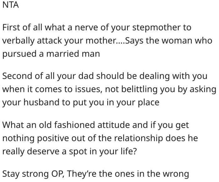 Her father's response is primitive.