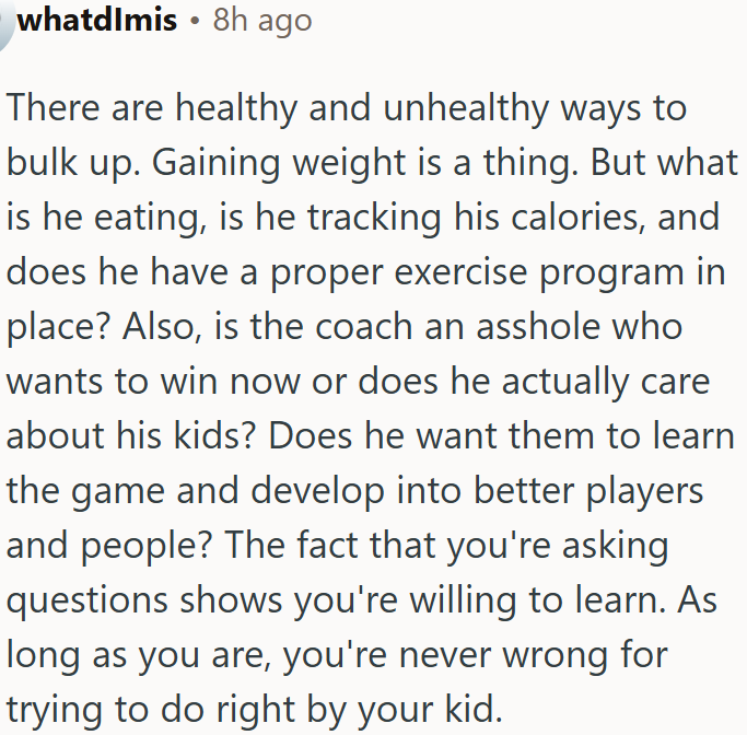 Healthy weight gain depends on diet, tracking, and proper training, not just a coach’s ambition.