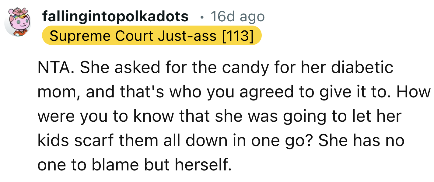 She Can Only Blame Herself