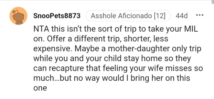 They can go on a mother-daughter trip while the OP goes with his kid