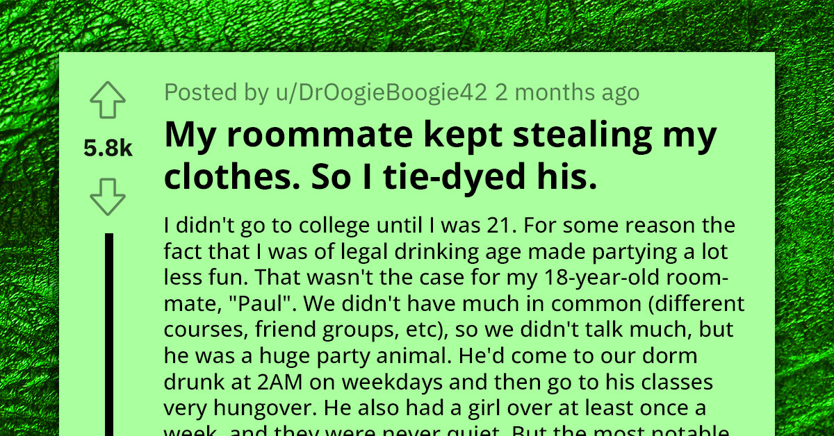 Redditor Takes Sweet Revenge On Roommate For Constantly Wearing His Clothes At Parties