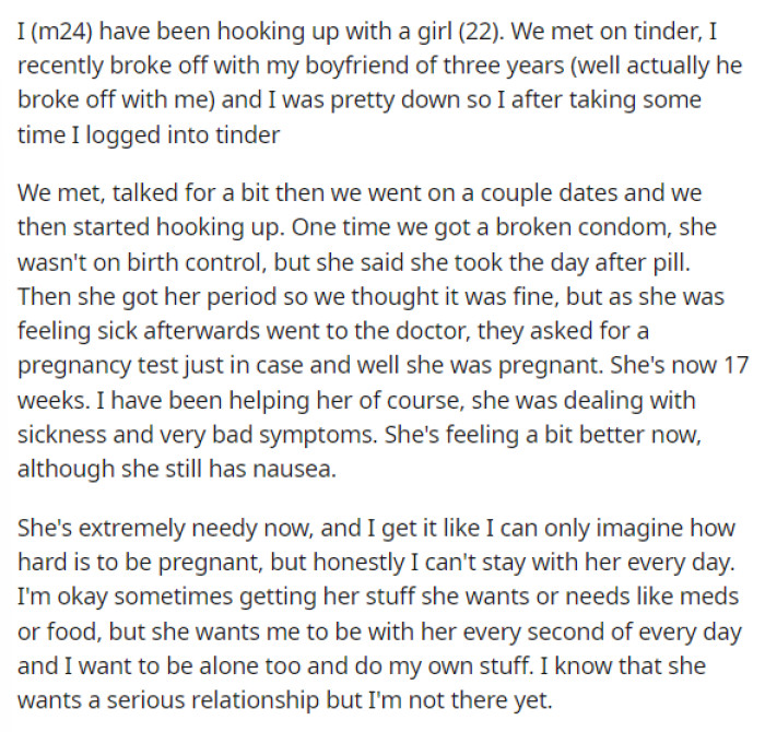 OP starts by explaining that he's been hooking up with someone not too long after he ended a relationship that hurt him heavily.