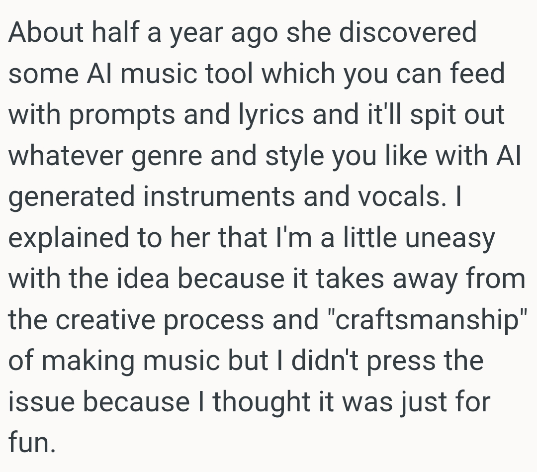 OP feels it takes away from the creative process and