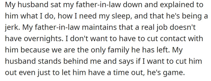 The OP's husband tried to talk to his father but to no avail: