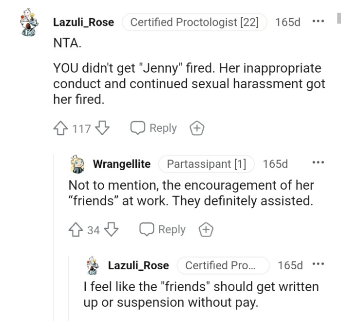 What Got Her Fired Is Her Continued Sexual Harassment and Inappropriate Conduct