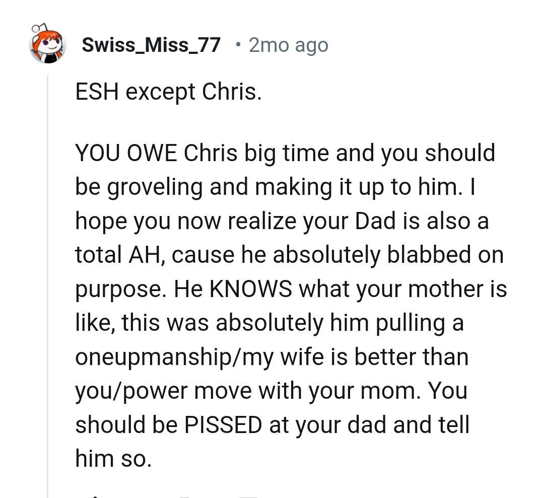 The OP owes Chris