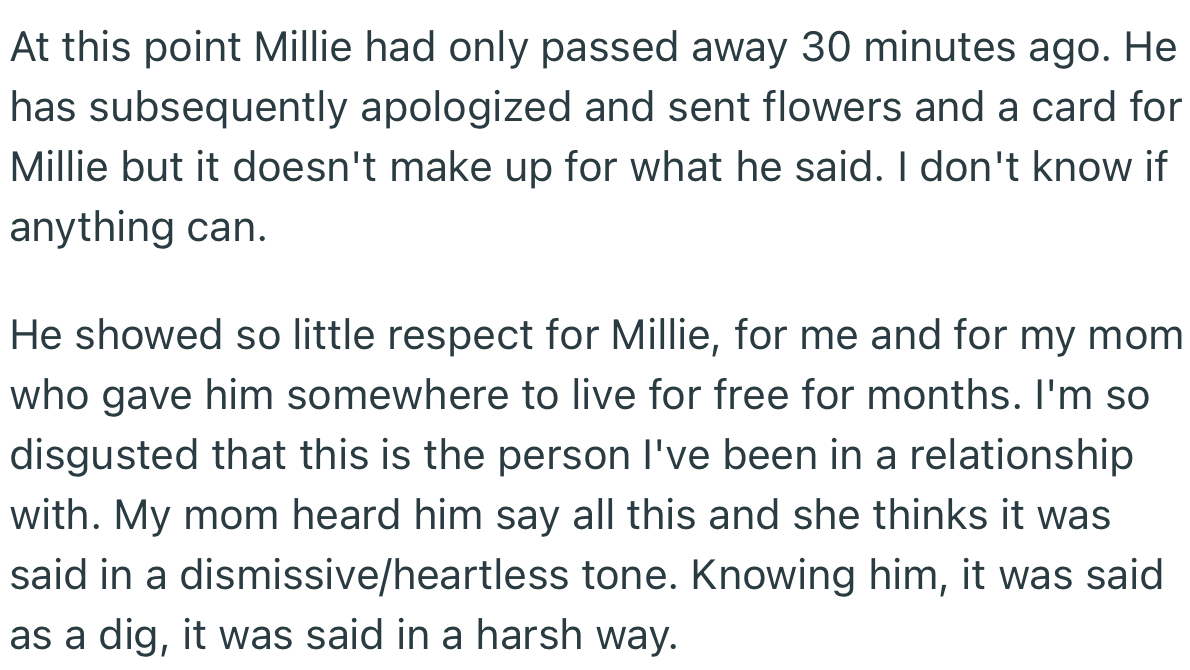 OP’s partner subsequently apologized, but the damage had already been done