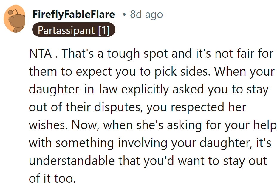 Playing referee isn't in the job description. If they want peace, they should call a truce, not Mom.