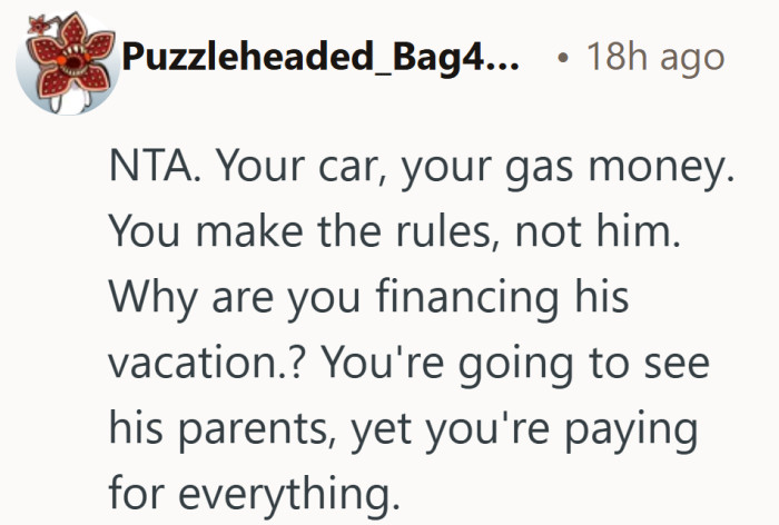 Funding the whole trip to see his parents makes that one-hour detour sound like a fair perk.