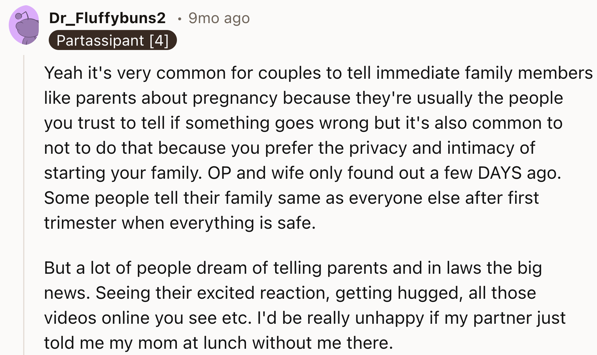 Telling Immediate Family Members Is Common
