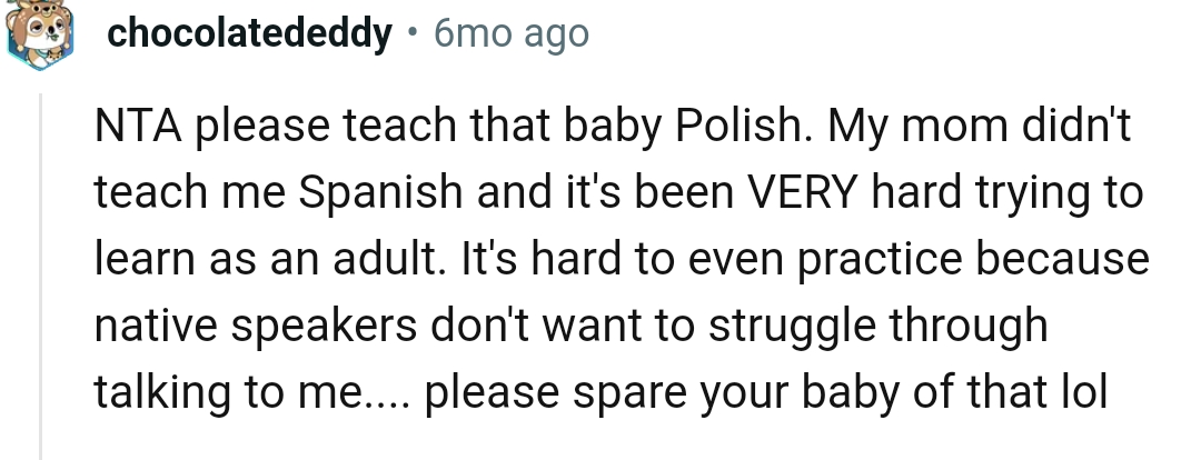 OP Can Go Ahead and Teach Her Kid Polish