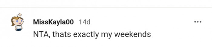 Exactly how this Redditor spends the weekends