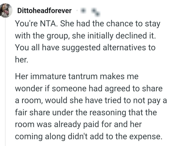 She had a chance to stay with the group