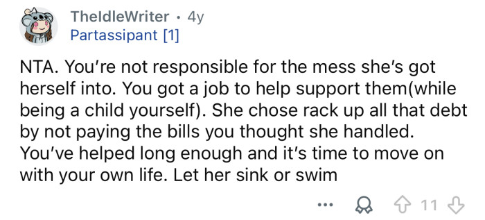 Let her sink or swim.