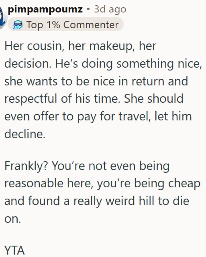 Expecting a free favor is fine, but refusing basic courtesy is another story