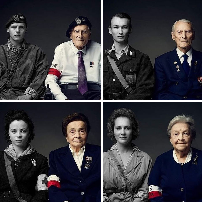 18. Members of the Polish resistance during World War II, then to now.