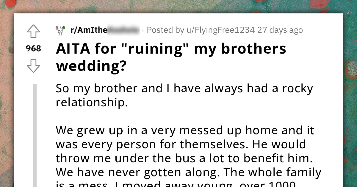 Reddit User Doesn't Attend Their Brother's Wedding After Being Uninvited and Then Reinvited, Causing a Stir Among Family Members on the Big Day