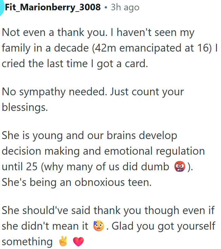 A gift without gratitude shows how teens are still learning emotional maturity.