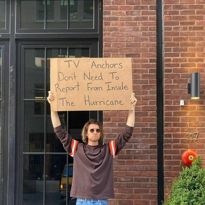 4. Reporter in center of hurricane