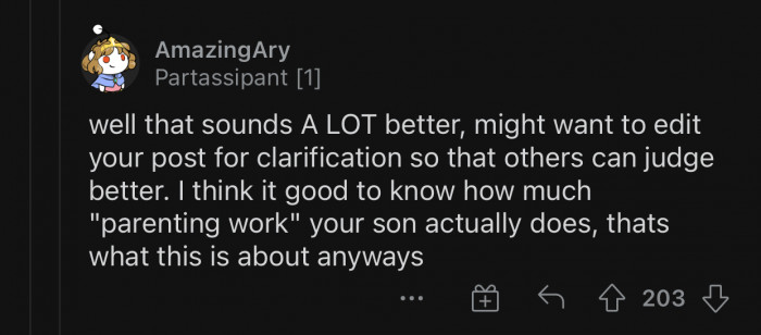 OP's son doesn't do a lot of 
