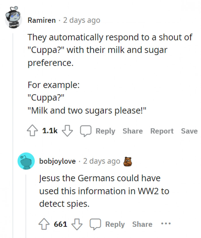 14. It's like they were programmed to automatically respond with it