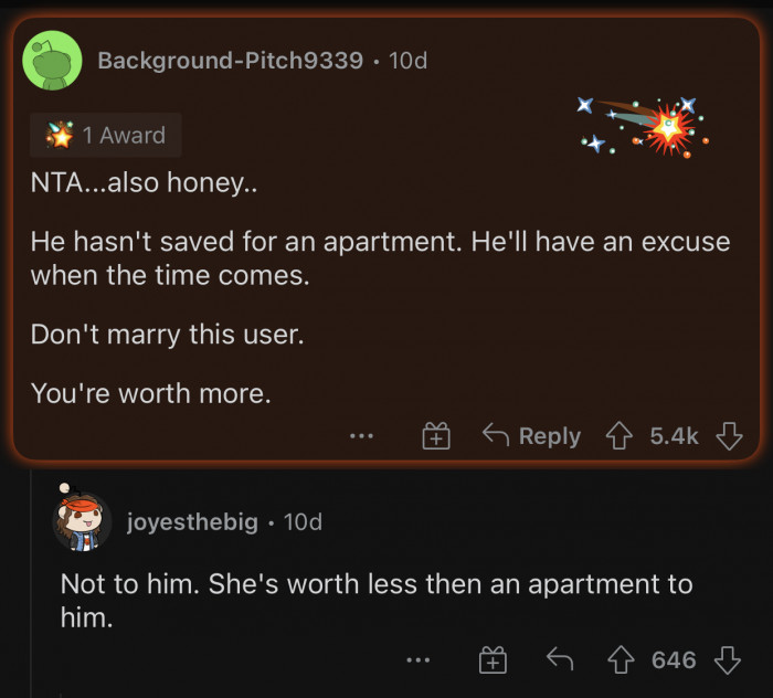 The fiancé will have an excuse when the time comes.