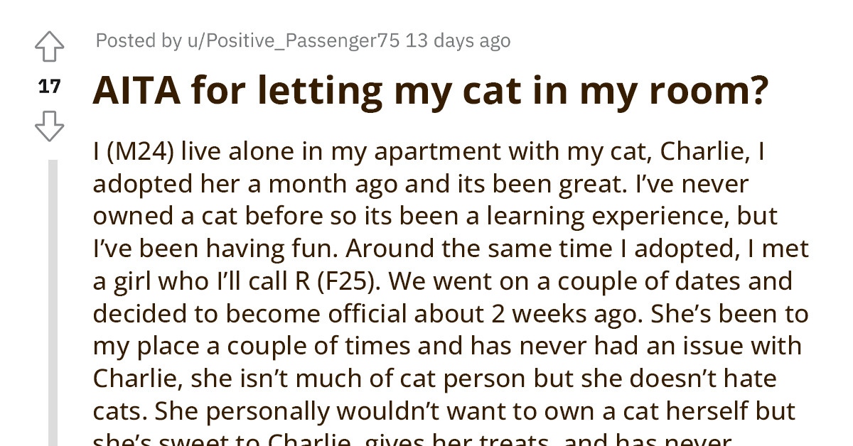 Redditor Refuses To Leave His Cat Out Of The Bedroom When His GF Sleeps Over, She Accuses Him Of Being Rude
