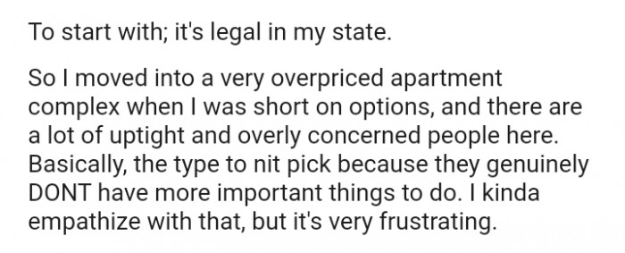 The OP moved into an overpriced apartment