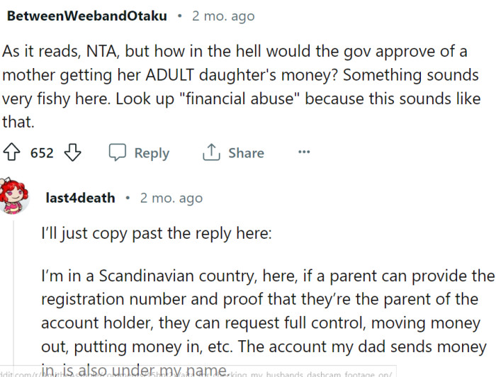 This sounds like financial abuse. However, laws in OP's country are different...