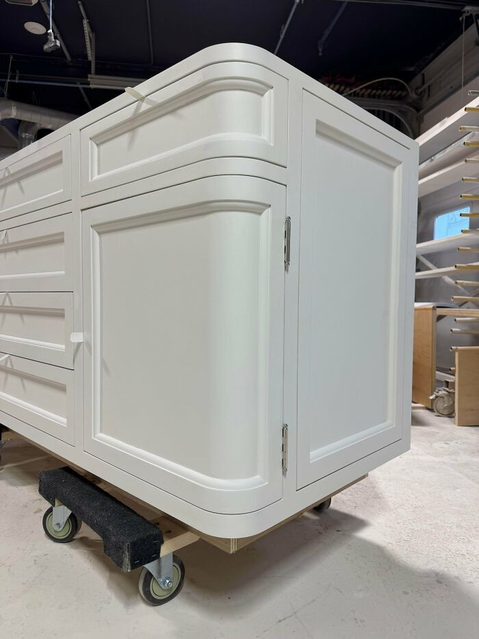 "Radius Corner Laundry Room Base Cabinet For An Extremely Particular Architect In Greenwich, CT"