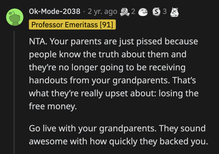 They are not upset because they suddenly had an epiphany about being horrible parents; they are upset that they got exposed and are now at risk of losing free money.