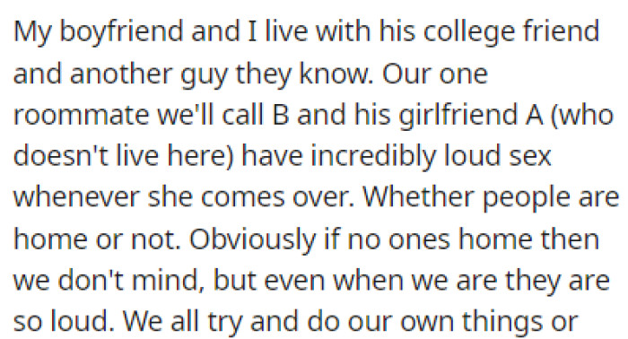 OP and Her Boyfriend Live with His College Friend and Another Acquaintance