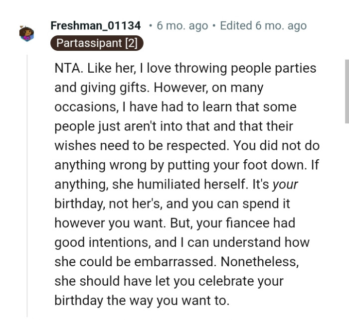 This Redditor loves throwing parties and giving gifts