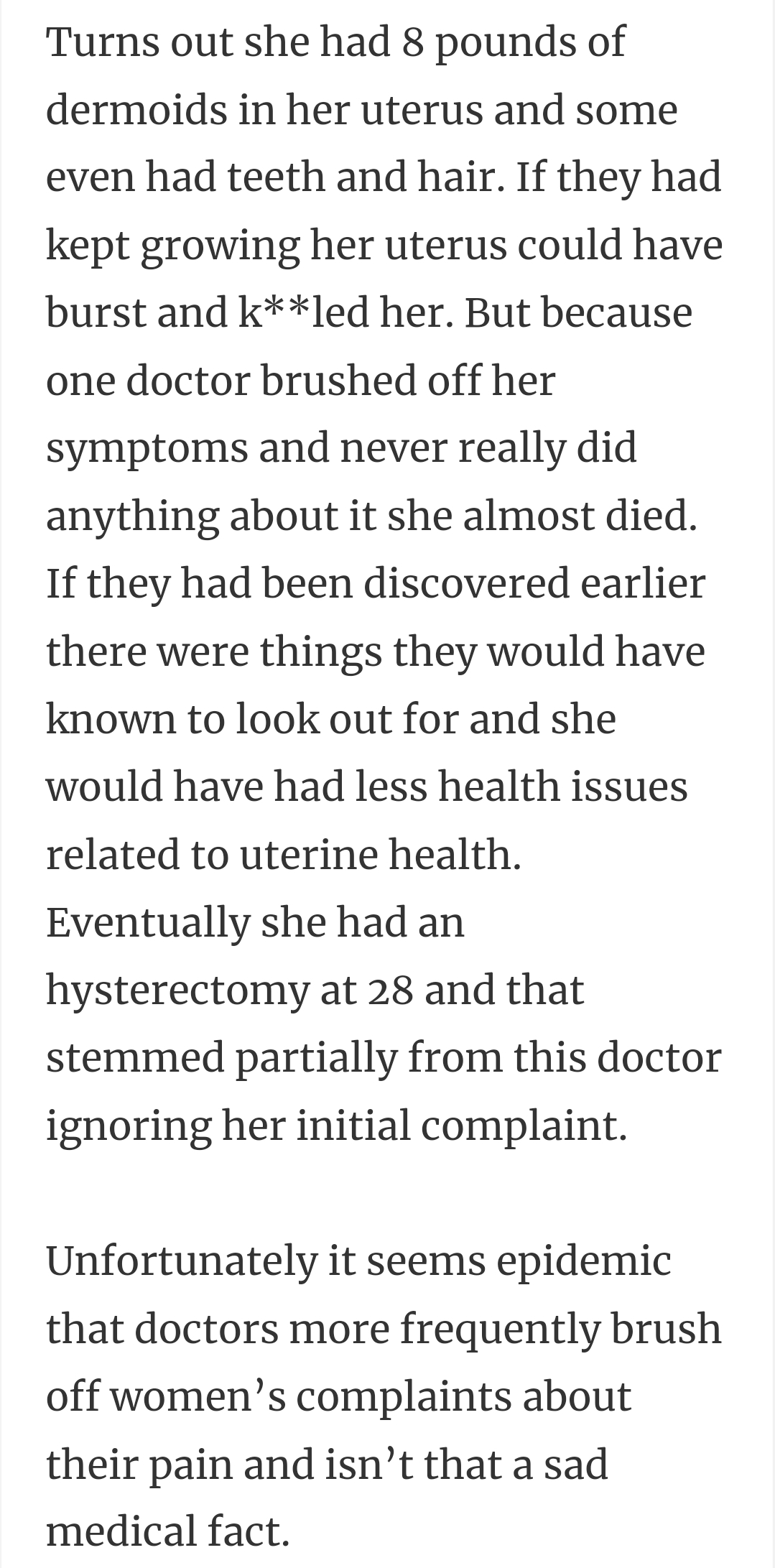 Having pounds of dermoids