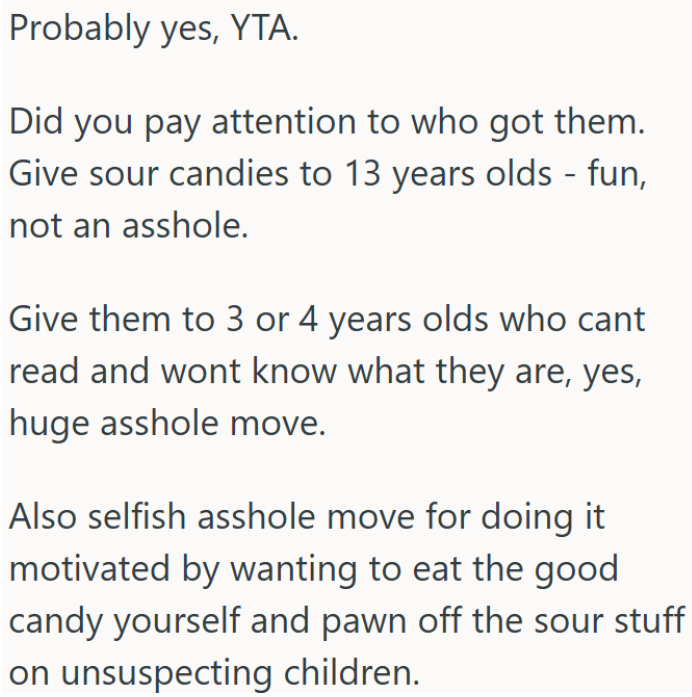 Selfish Move to Keep the Good Candy and Hand Out Sour Ones to Little Kids