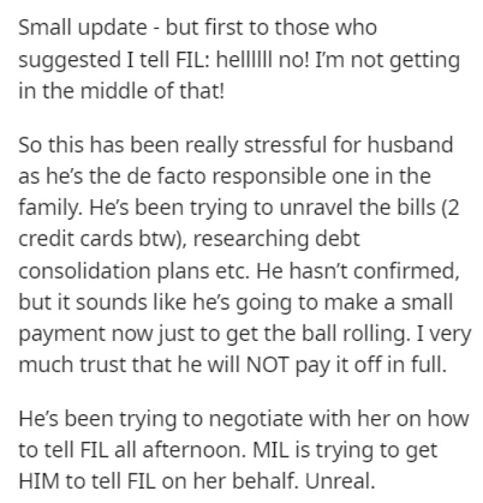 OP provided us with a small update to the story