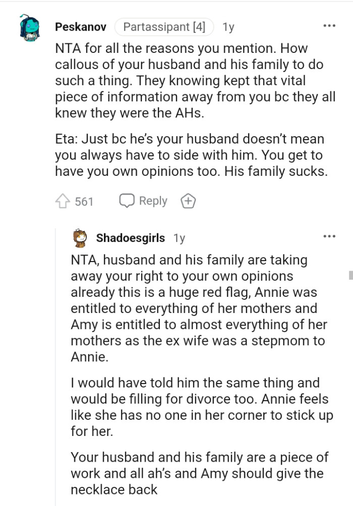 It doesn't mean the OP always has to side with him