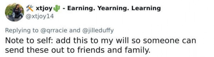 Okay, a lot of people are buying the grandma's idea