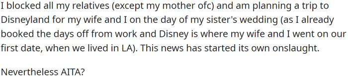 OP blocked all relatives and made plans: